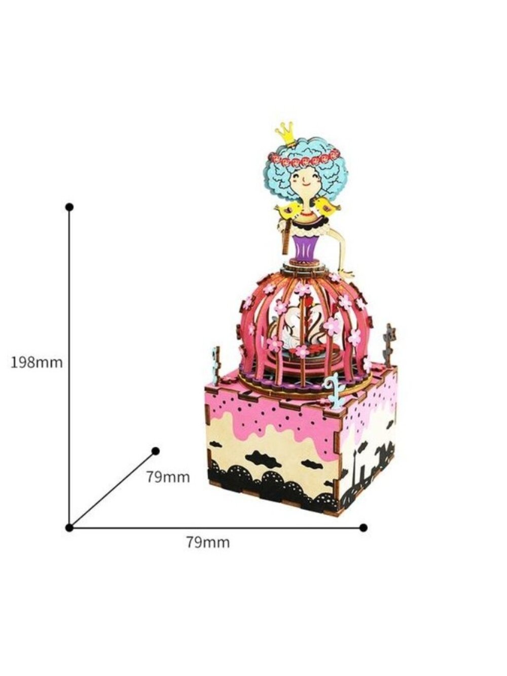 Music Box 3D Wooden Puzzle Princess AM405 DIY Rotating Model With Swan Lake Tune - Picture 2 of 11